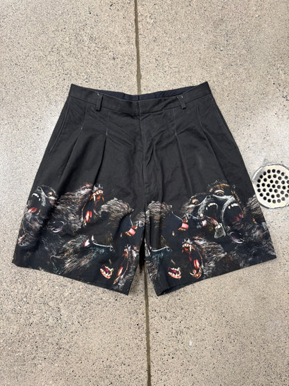 AW2016 Givenchy ‘Screaming Monkeys’ Baboon Print Pleated Shorts