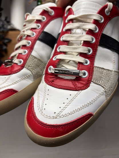 2008 Dior Homme ‘B55’ Red/White Leather ‘Court’ Low Top Sneakers