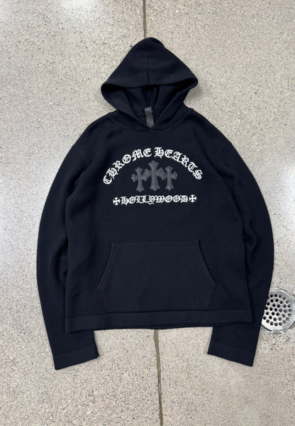Chrome Hearts ‘King Taco’ Leather Cemetery Cross Patch Cashmere Hoodie