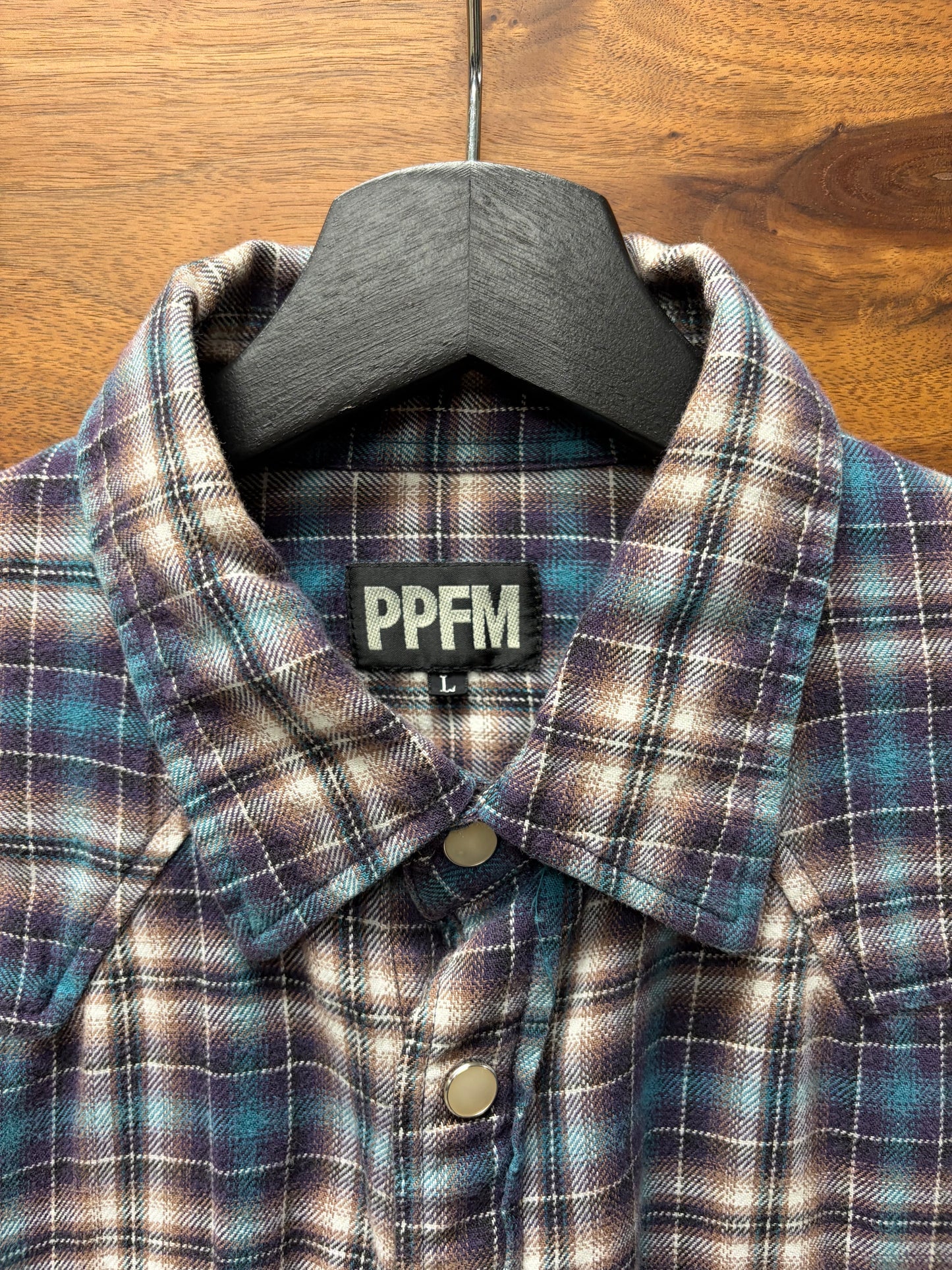 PPFM Button Snap Plaid Long Sleeve Shirt