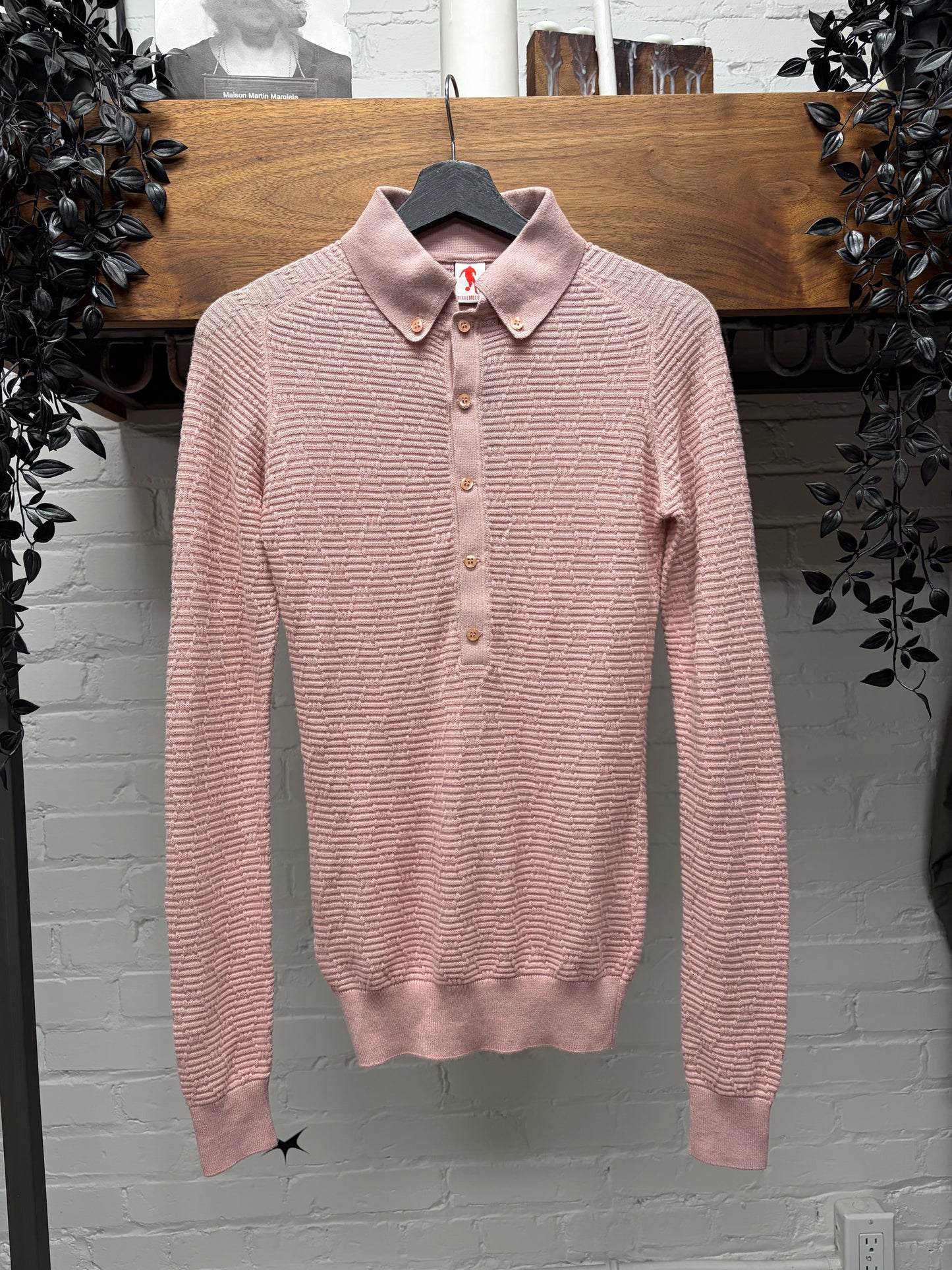 Vintage Dirk Bikkembergs Diamond Patterned Knit ‘Dusty Pink’ Polo