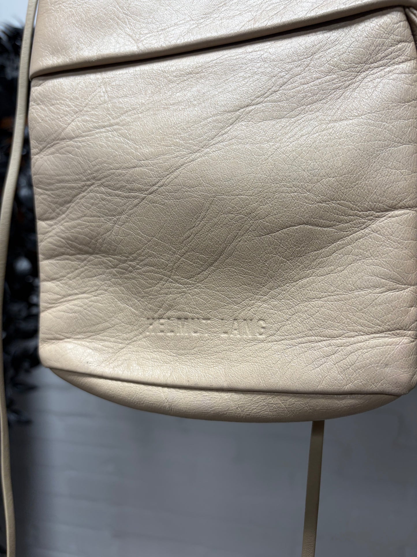 Helmut Lang Cream Lambskin Leather Wristlet/Crossbody Bag