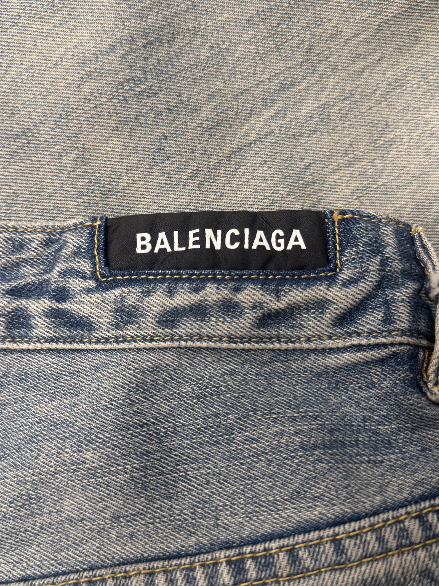 2023 Balenciaga ‘Drawstring’ Light Wash Blue Wide Leg Denim