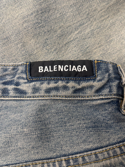 2023 Balenciaga ‘Drawstring’ Light Wash Blue Wide Leg Denim