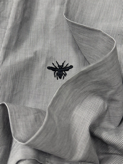 Dior ‘Bee Motif’ Pinstripe Embroidered Button Down Shirt