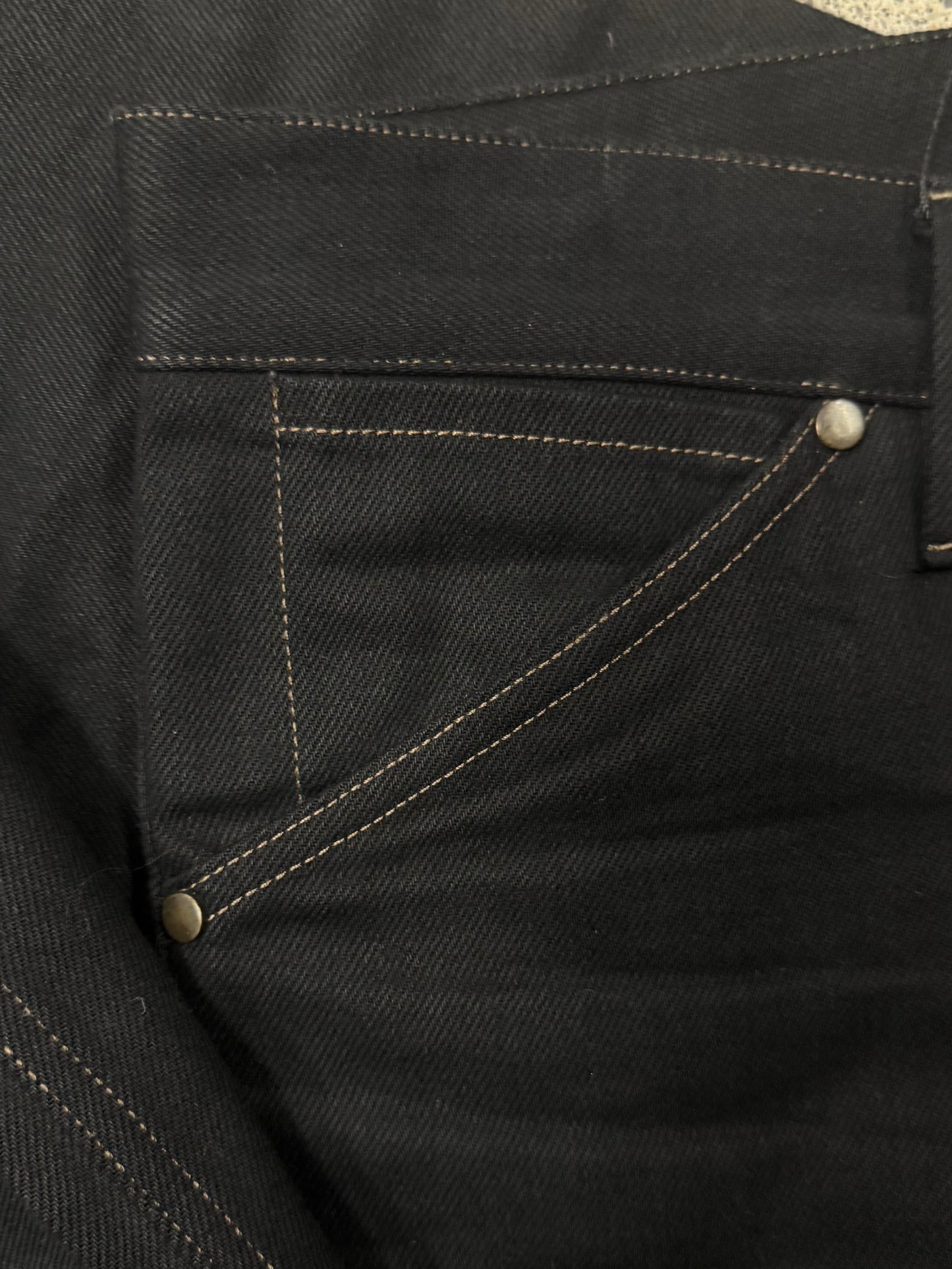 Lemaire Contrast Stitch Straight Leg Black Denim