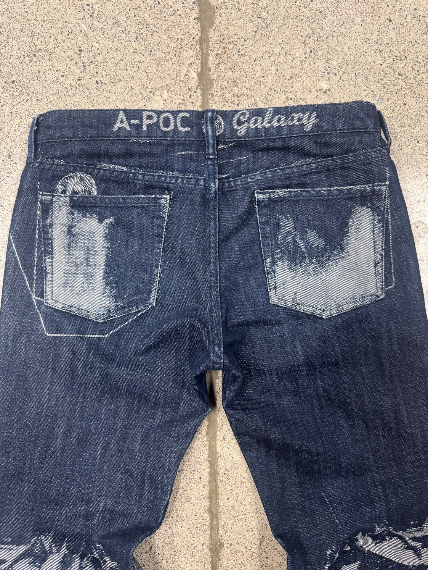 Issey Miyake ‘A.P.O.C.’ Digital Distressed Flared Jeans