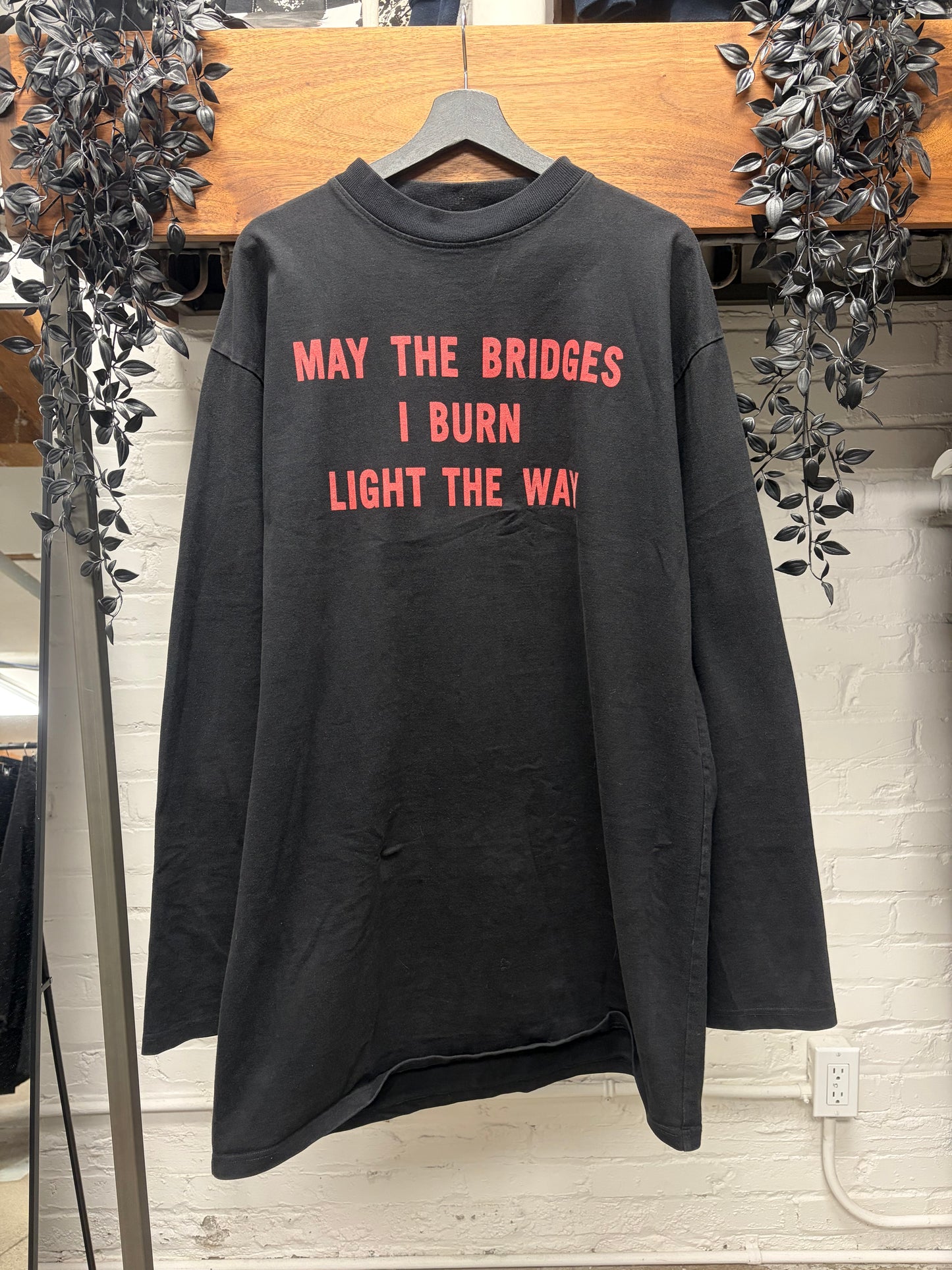 AW2017 Vetements Pour Homme ‘May the Bridges I Burn Light the Way’ Oversized Long Sleeve Shirt