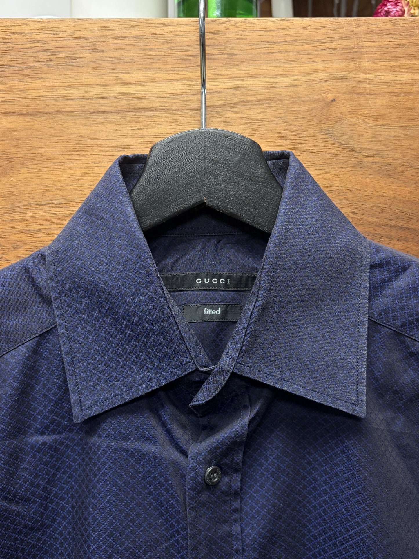 Gucci Purple ‘Diamond Interlock Pattern’ Purple Button Up Shirt