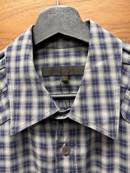 Veronique Branquinho Tartan Plaid White/Blue Button Up Shirt