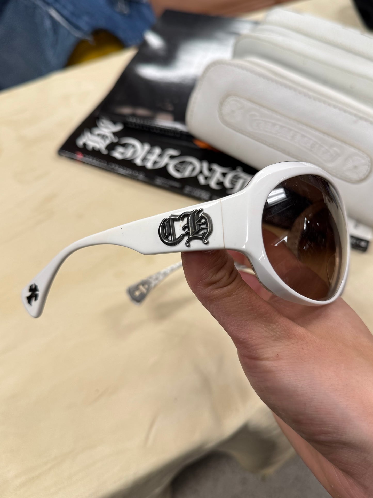 Chrome Hearts ‘Sweet Young Thang’ White/Silver Oval Sunglasses