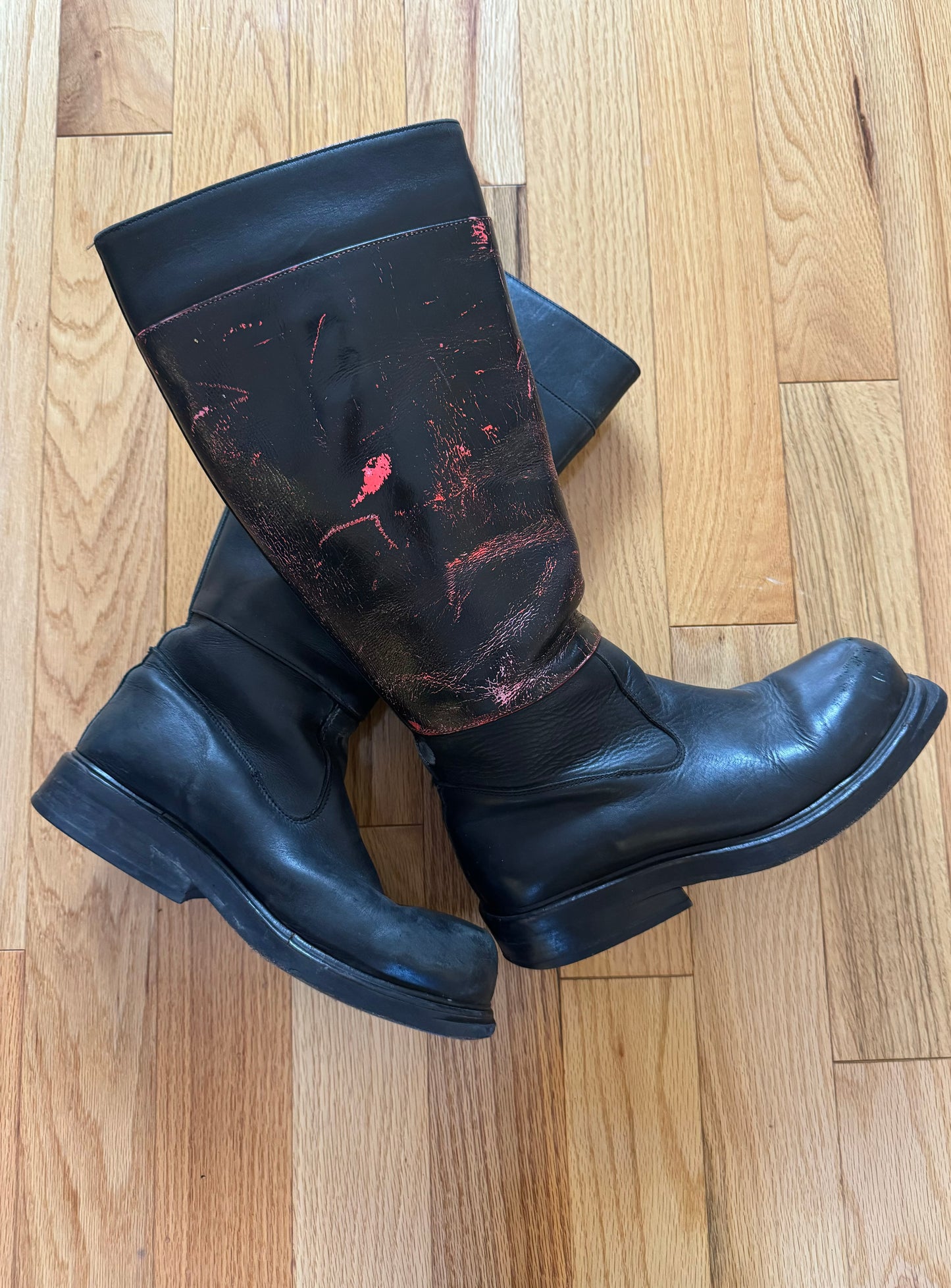 Dirk Bikkembergs 1/1 Hand Painted Calfskin Leather Boots