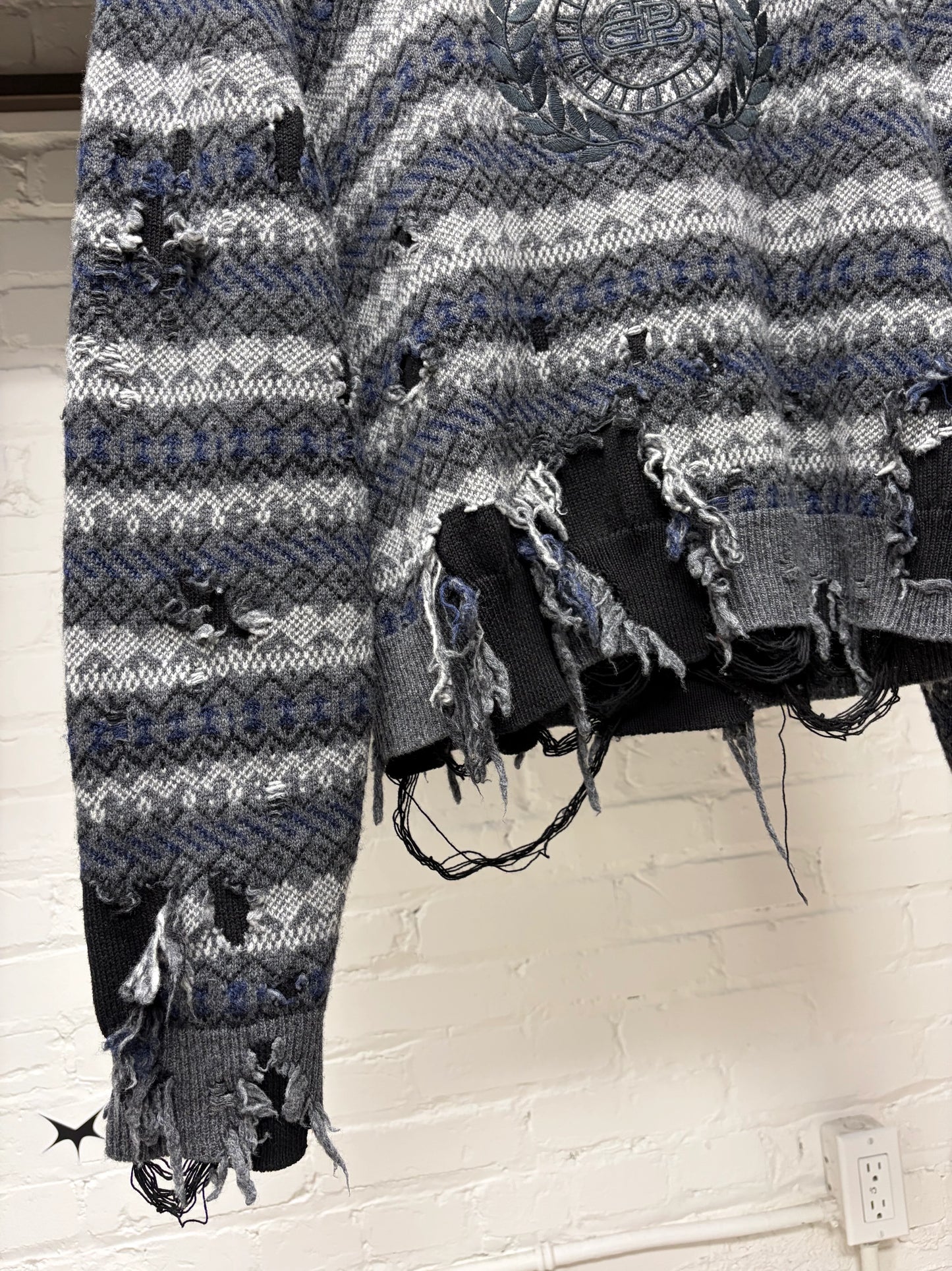 AW2021 Balenciaga ‘Fair Isle’ Distressed Knit Sweater