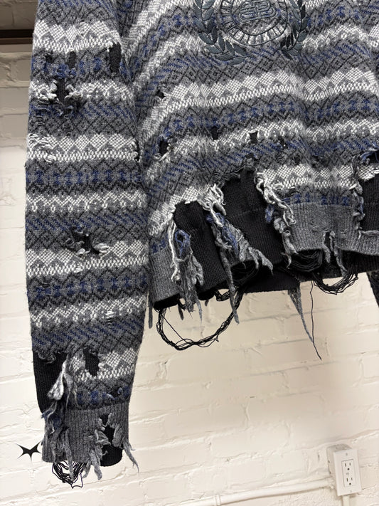 AW2021 Balenciaga ‘Fair Isle’ Distressed Knit Sweater