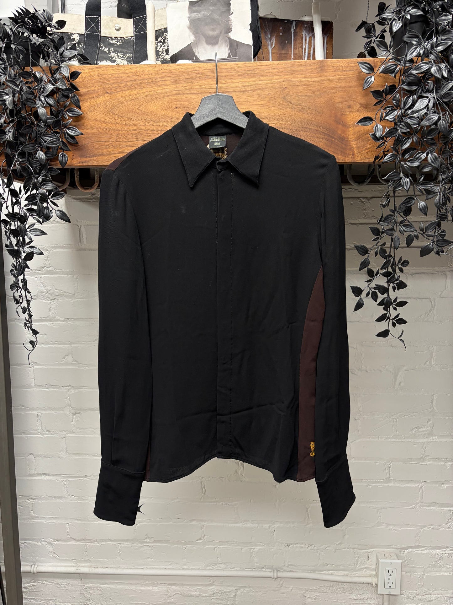 AW1998 Jean Paul Gaultier ‘Leopard Hide’ Button Snap Collared Evening Shirt
