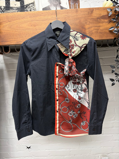 Vintage Jean Paul Gaultier Silk Scarf/Button Up Hybrid Shirt
