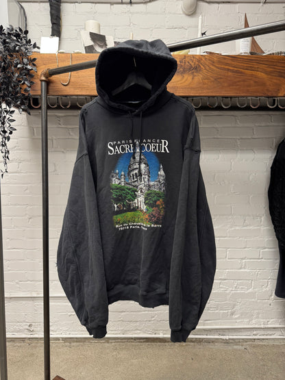 SS2021 Balenciaga ‘Notre Dame’ Thrash Distressed Oversized Black Hoodie