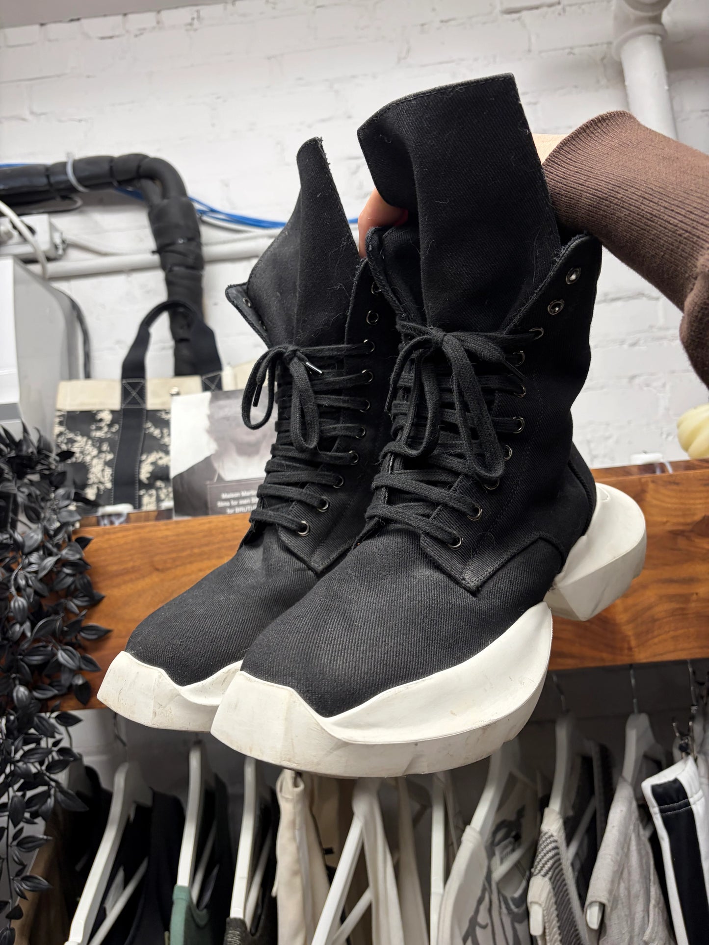 Rick Owens Fogachine DRKSHDW ‘Army Split Sole’ Black Canvas High Top Sneakers