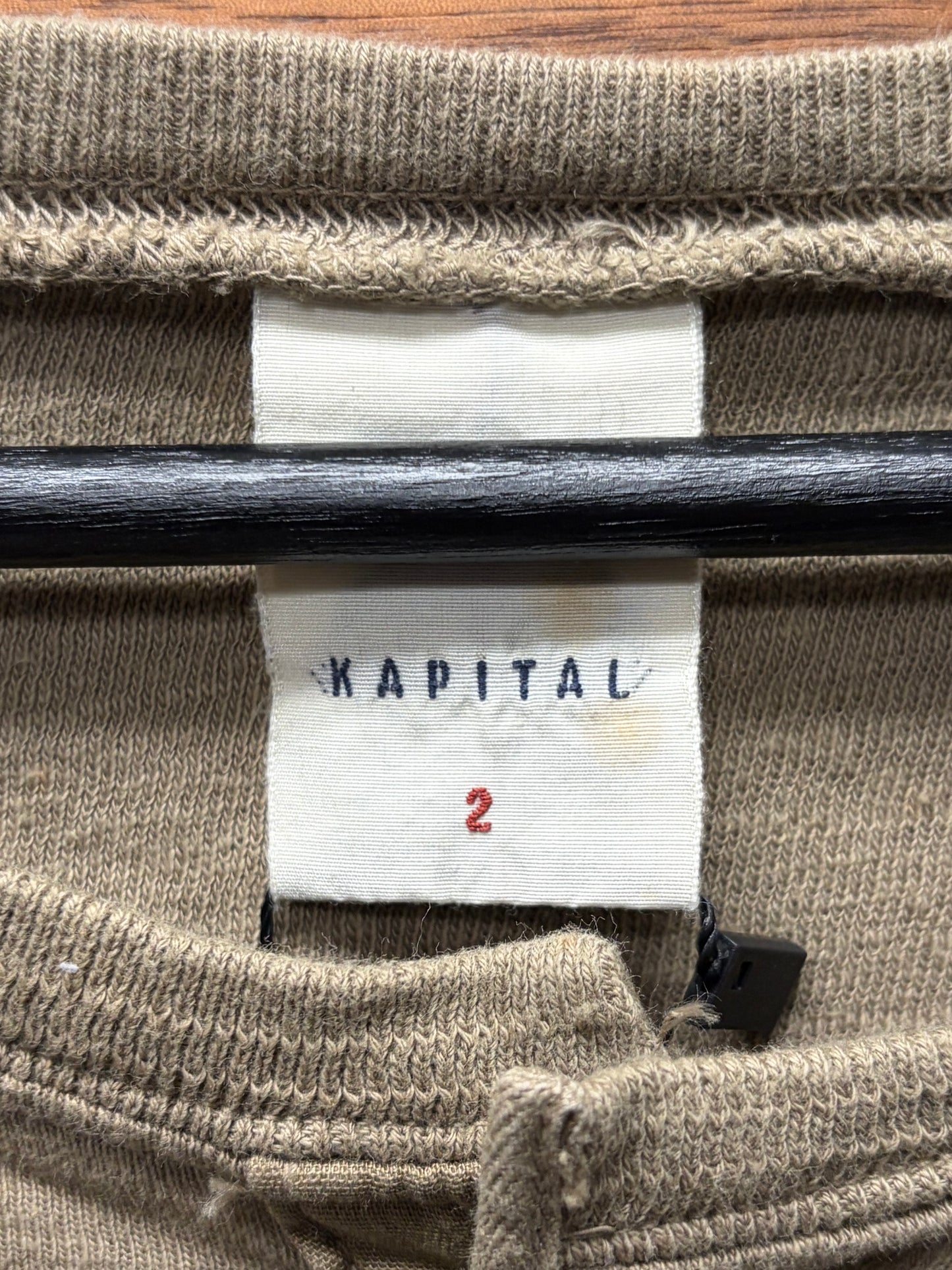 Kapital Brown Cotton ‘Henley’ Long Sleeve Shirt