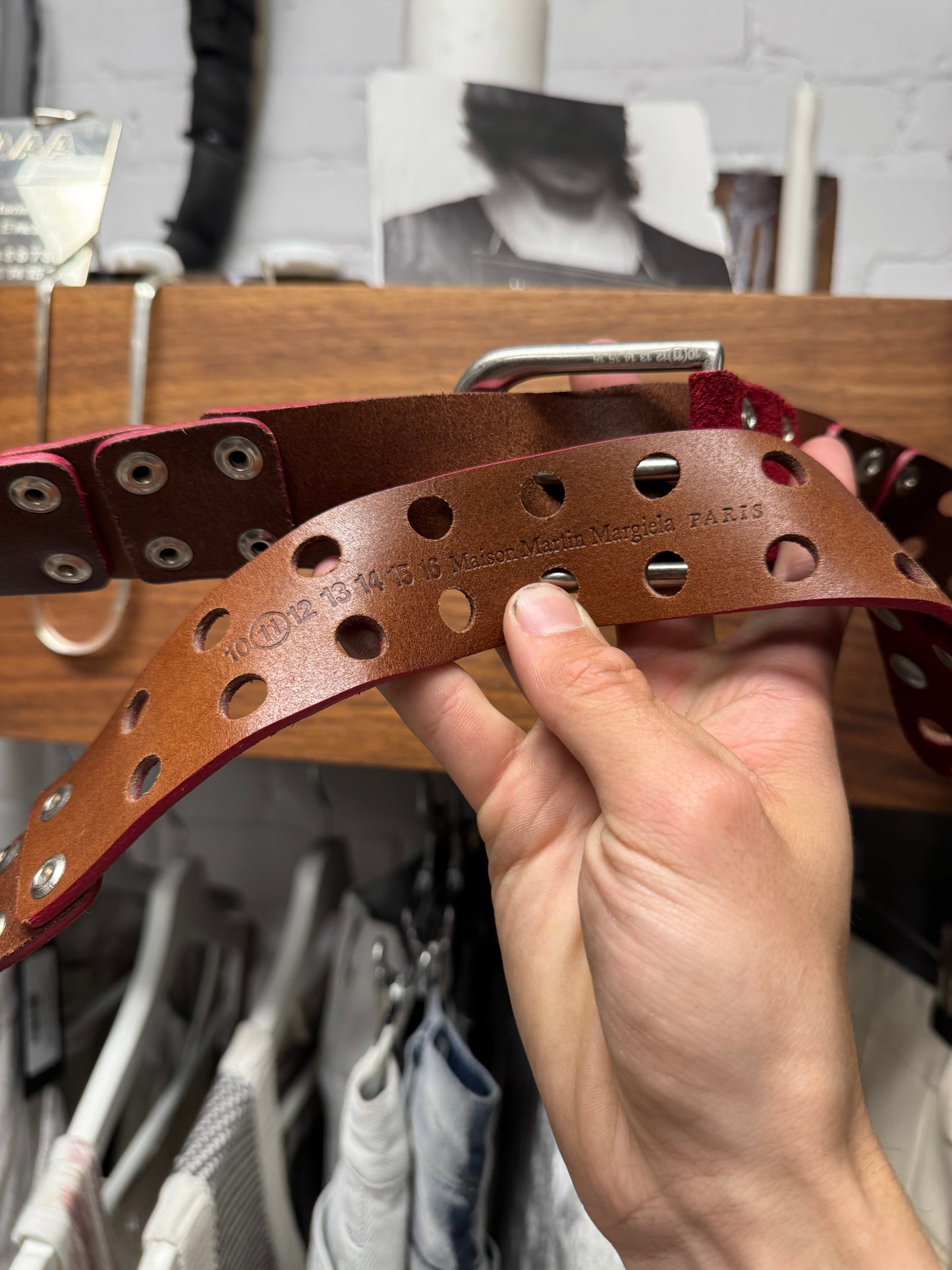 Maison Margiela Red/Silver Suede ‘Hole-Punch’ Belt