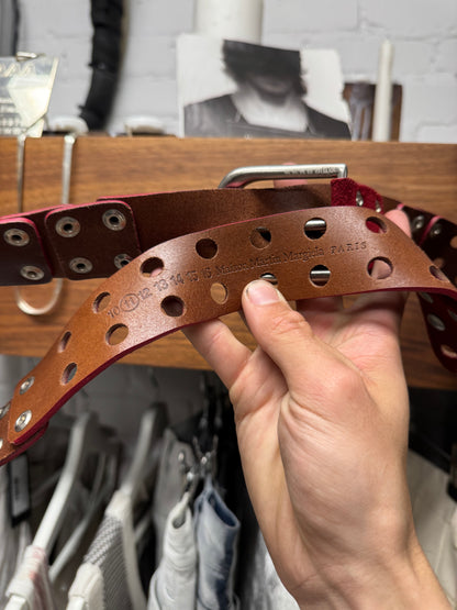 Maison Margiela Red/Silver Suede ‘Hole-Punch’ Belt