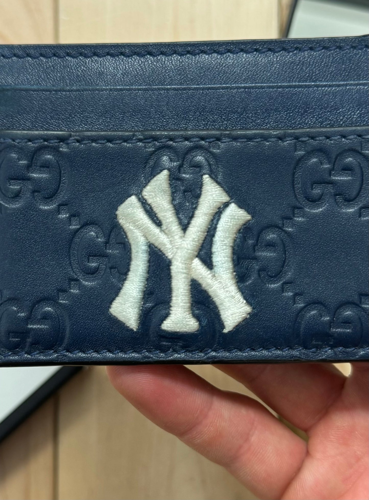 2018 Gucci x MLB New York Yankees GG Monogram Cardholder Wallet