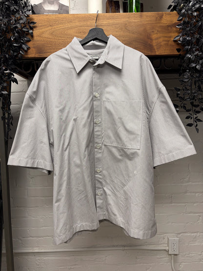 Bottega Veneta Striped Cotton ‘BV’ Minimal Logo Over-shirt