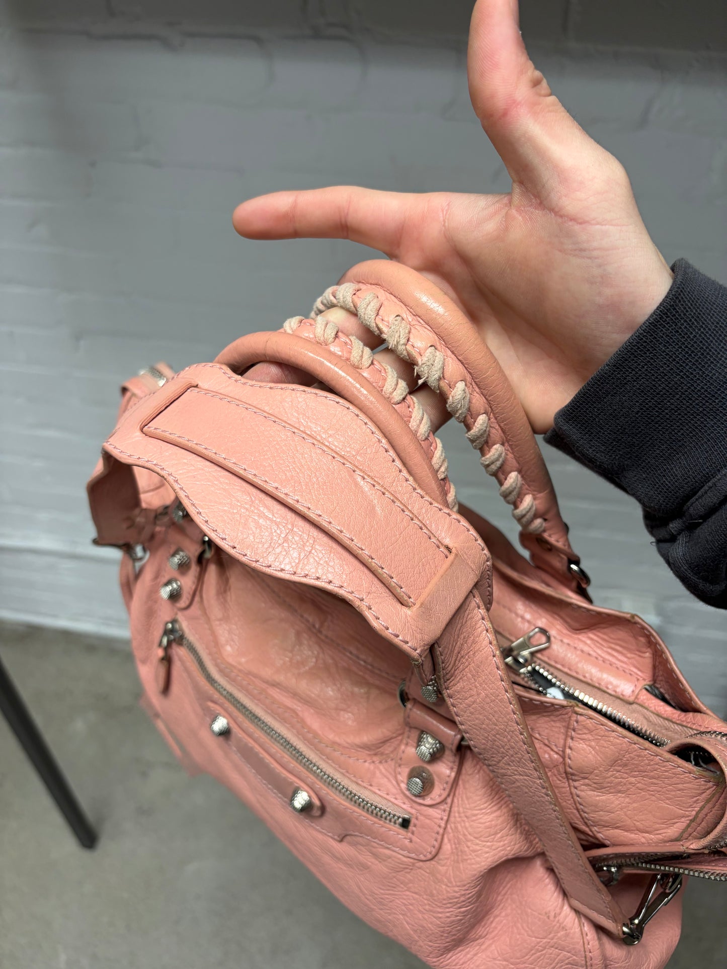 Balenciaga Baby Pink Leather/Silver Hardware ‘City’ Bag