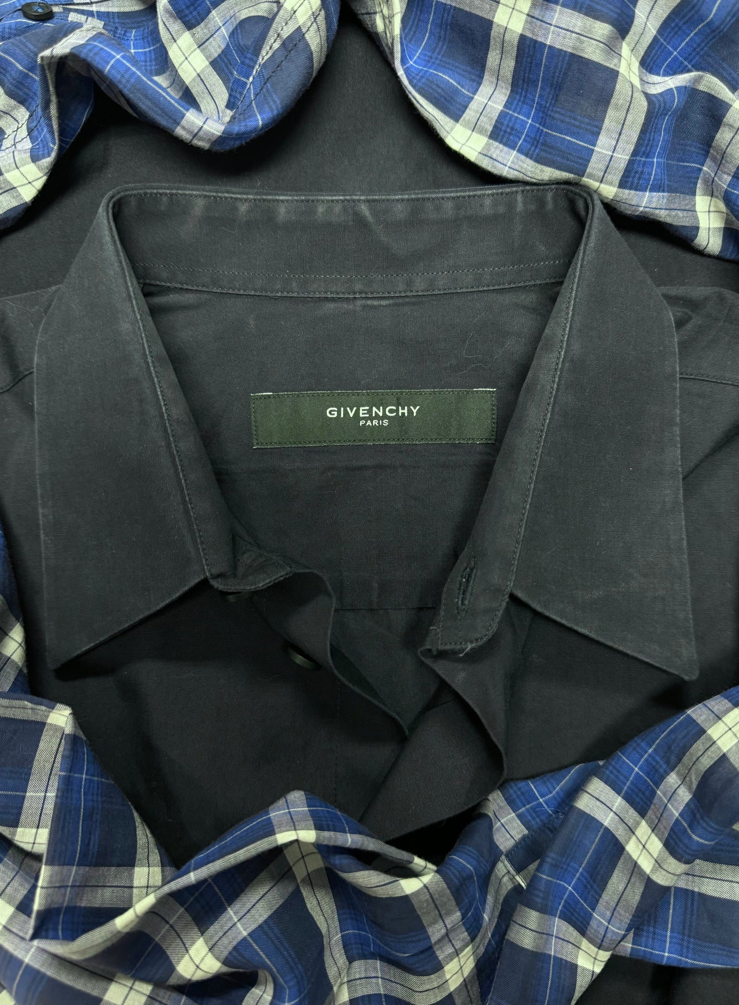 Givenchy Tartan Plaid Hyrbid Button Down Shirt