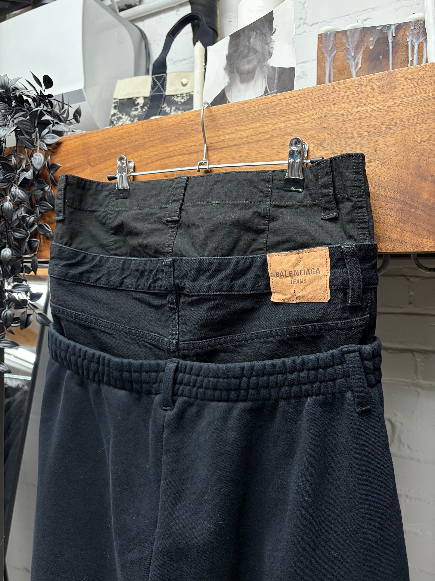 AW2024 Balenciaga ‘Triple Layered’ Wide Leg Hybrid Sweatpants/Denim/Cargo Pants