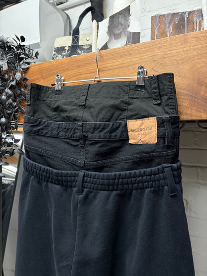 AW2024 Balenciaga ‘Triple Layered’ Wide Leg Hybrid Sweatpants/Denim/Cargo Pants