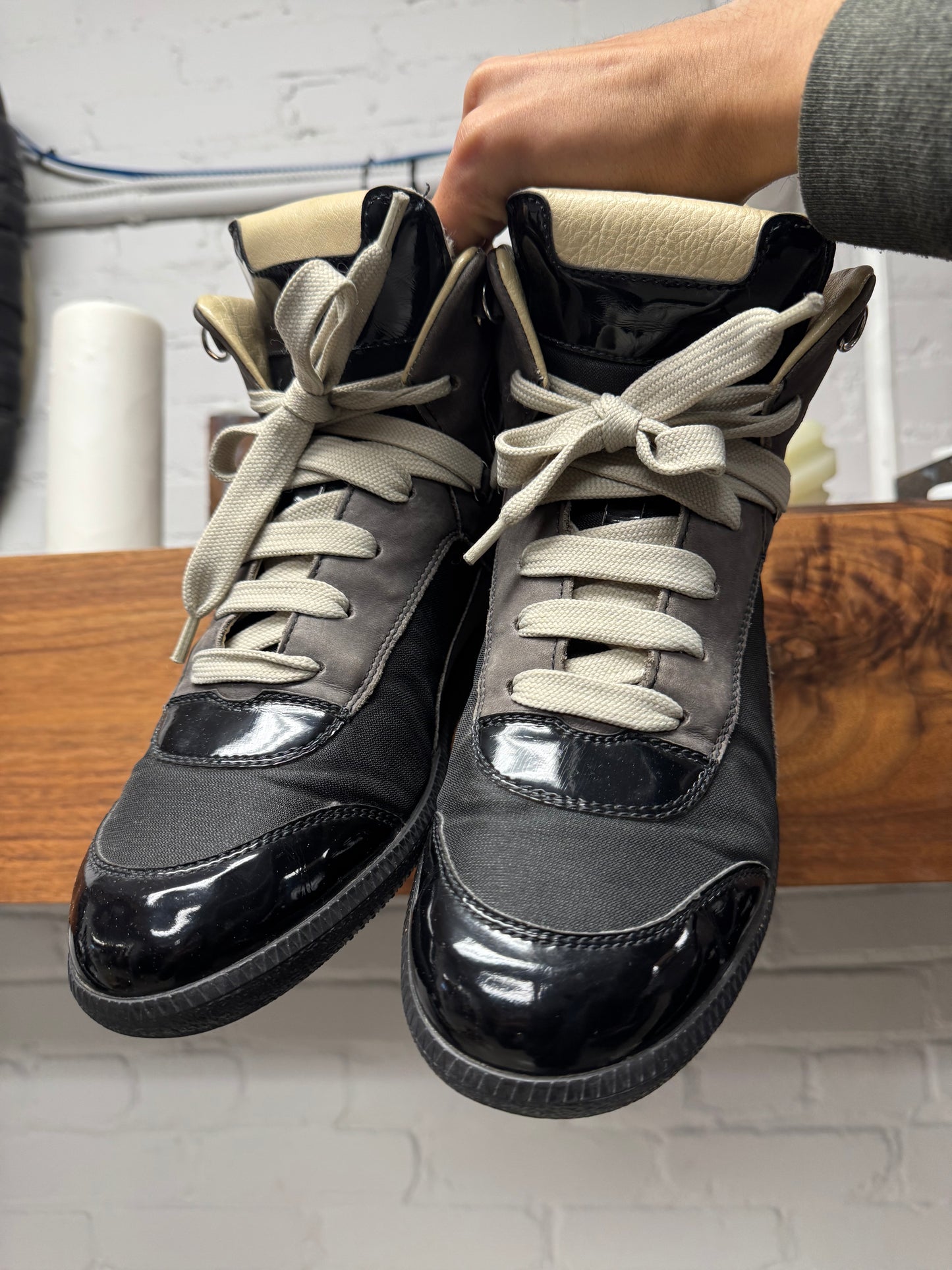 Maison Margiela ‘Sherman’ Leather/Canvas High Top Sneakers
