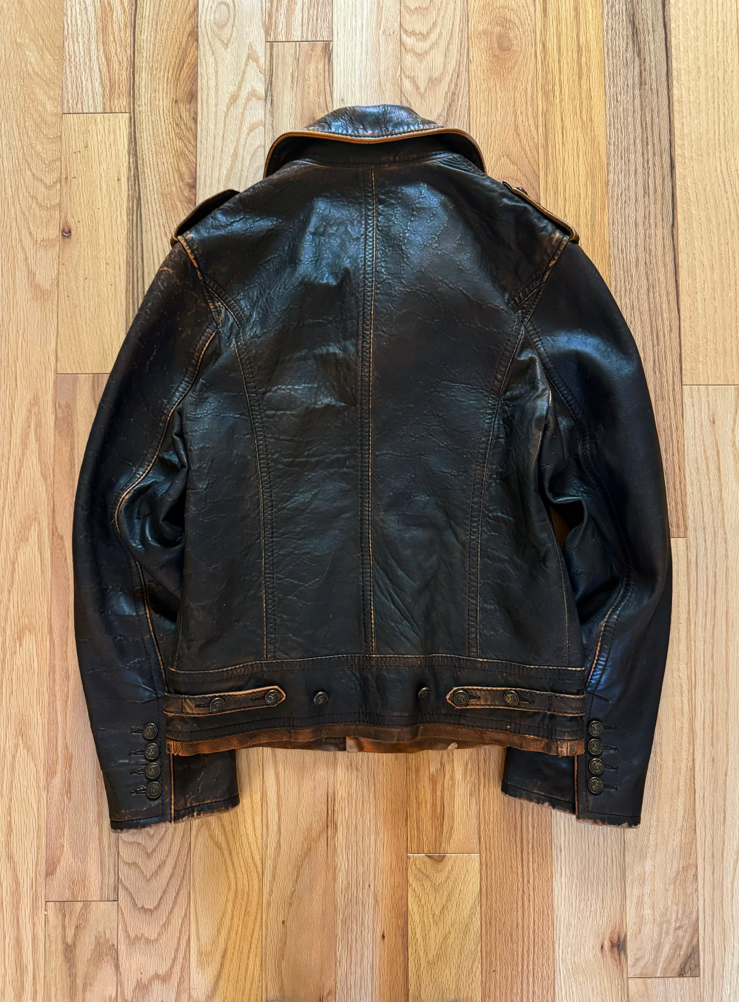 Dolce & Gabbana Mainline Rustic Brown ‘Napoleon’ Leather Jacket