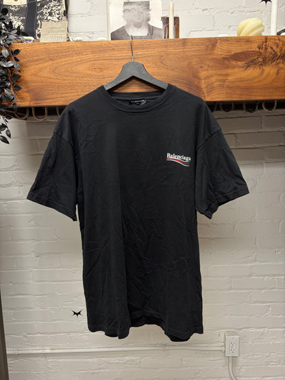2017 OG Balenciaga ‘Campaign Logo’ Black Graphic T-Shirt