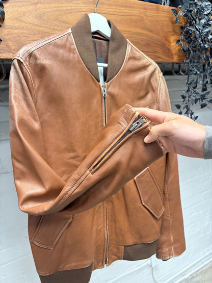 AW2009 Maison Martin Margiela Brown Lambskin Leather Bomber Jacket