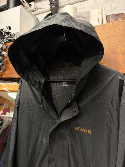 SS2016 Vetements Black Nylon Hooded Rain Parka