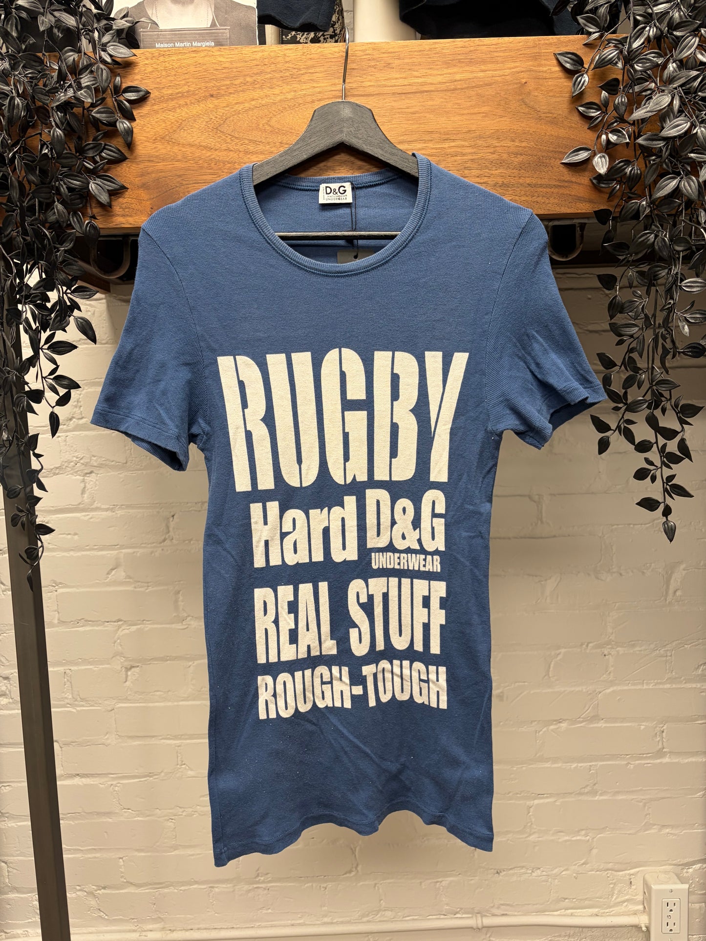 2000s Dolce & Gabbana ‘Rugby’ Blue Slogan T-Shirt