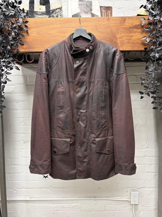 Gucci Waxed Oxblood Red Canvas ‘Boiler’ Jacket with GG Monogram Silk Lined Interior