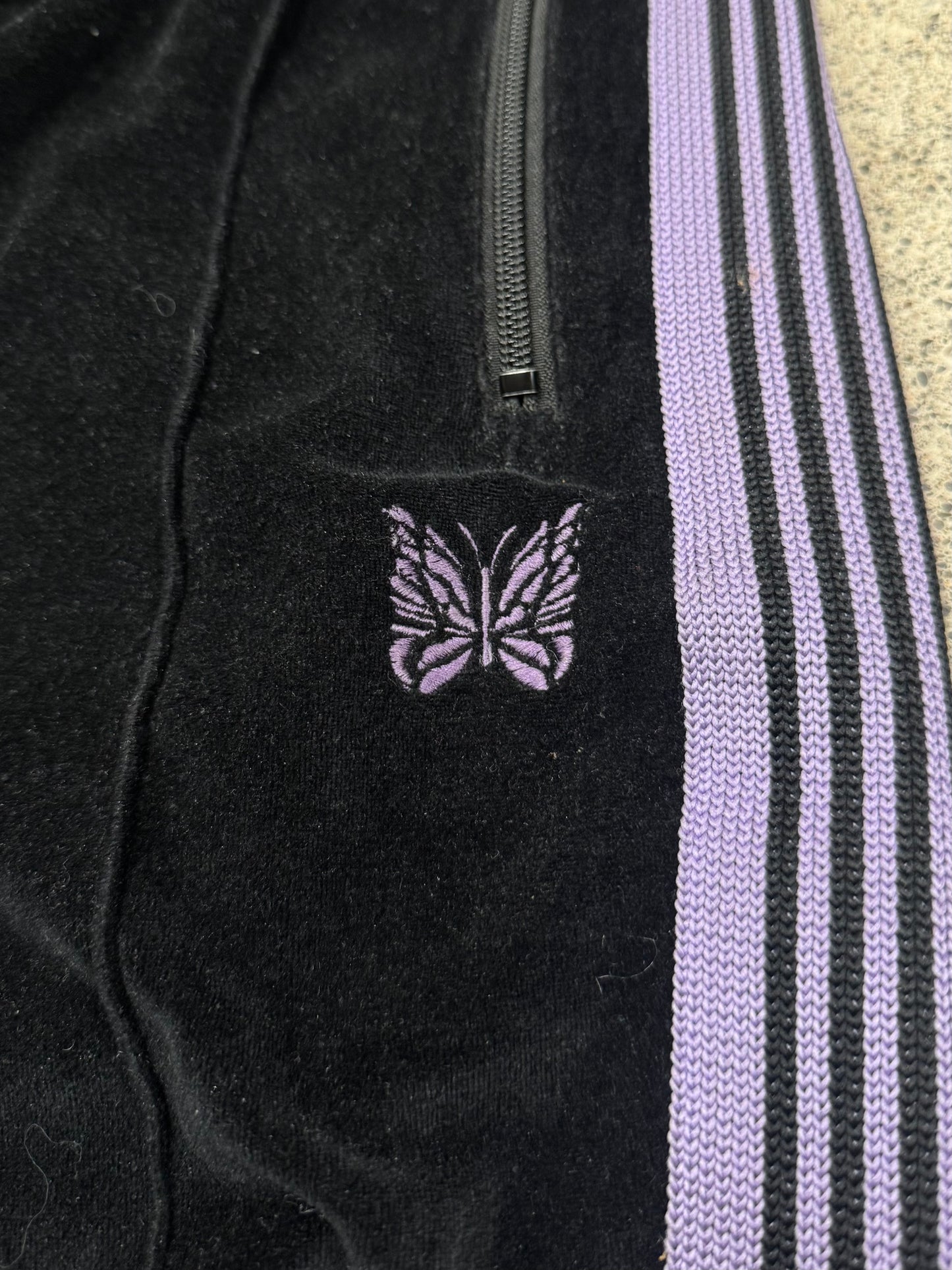 Needles Black/Purple Velour Striped Track Pants