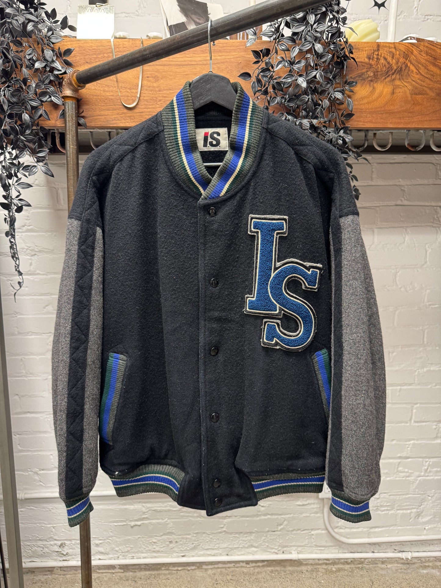 1984 Issey Miyake ‘I.S. Team Flags’ Chenille Patch Wool Bomber Jacket