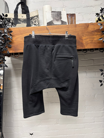 Helmut Lang Drop Crotch ‘Pod’ Black Cotton Drawstring Shorts