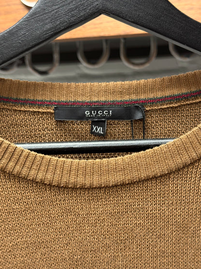 Gucci ‘Millitary Inspired’ Suede Shoulder Pad Wool Knit Sweater