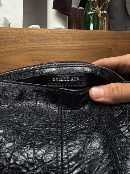 Balenciaga 'Le Cagole' Pierced Black Leather Crossbody Messenger Bag