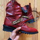 Civarize Leopard Strap Oxblood Red Leather Boots