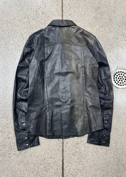 Dolce & Gabbana Mainline Lambskin Leather ‘Western’ Button Snap Shirt