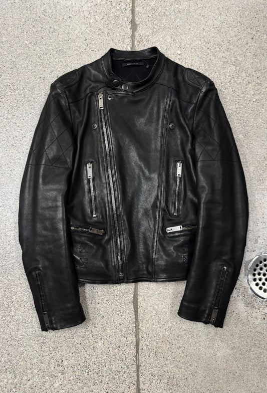 2000s Gucci by Tom Ford Black Calfskin Leather Motorcycle Jacket