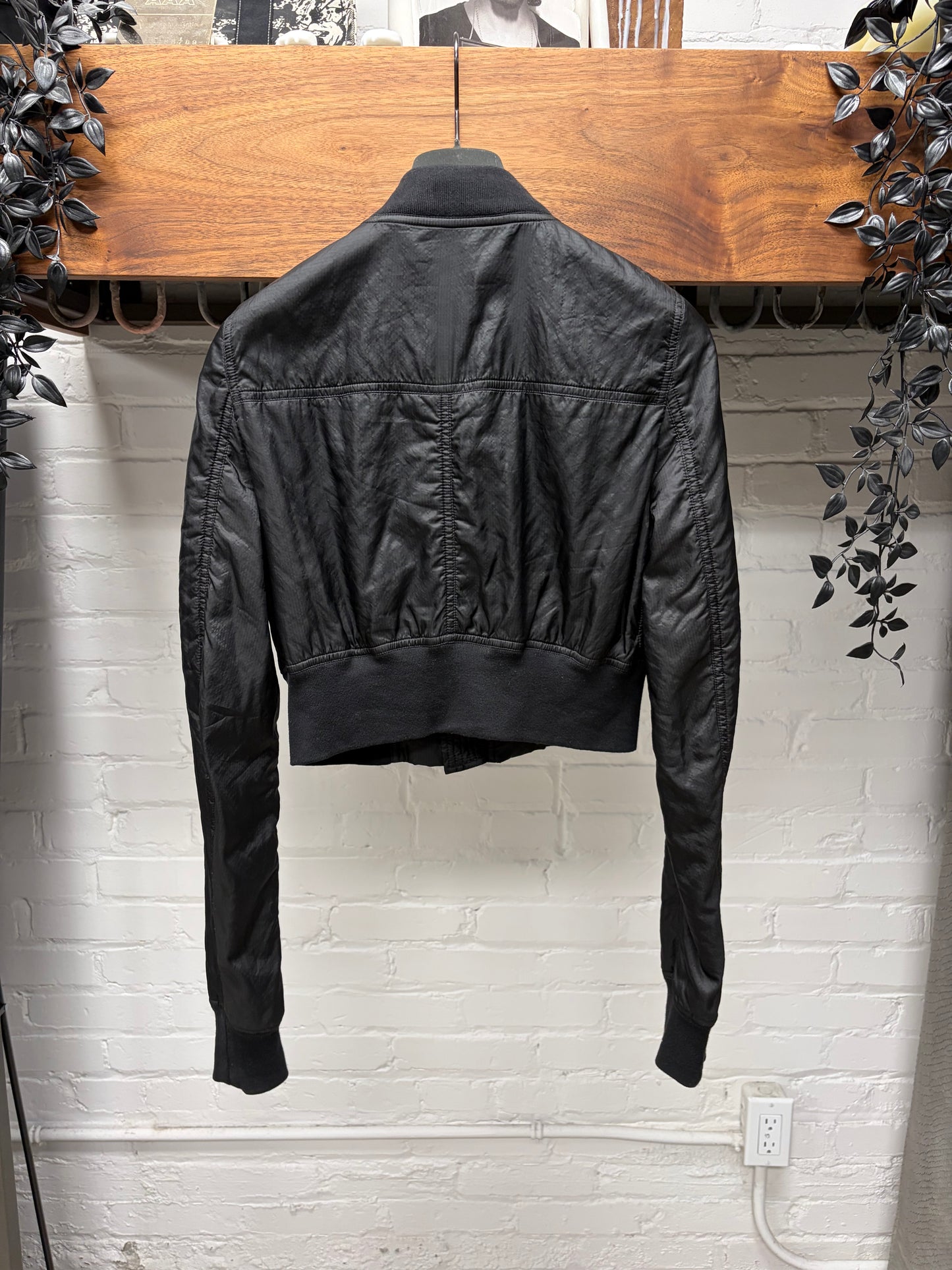 Rick Owens DRKSHDW Cropped Black Nylon Bomber Jacket
