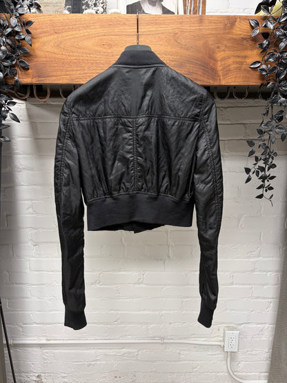 Rick Owens DRKSHDW Cropped Black Nylon Bomber Jacket