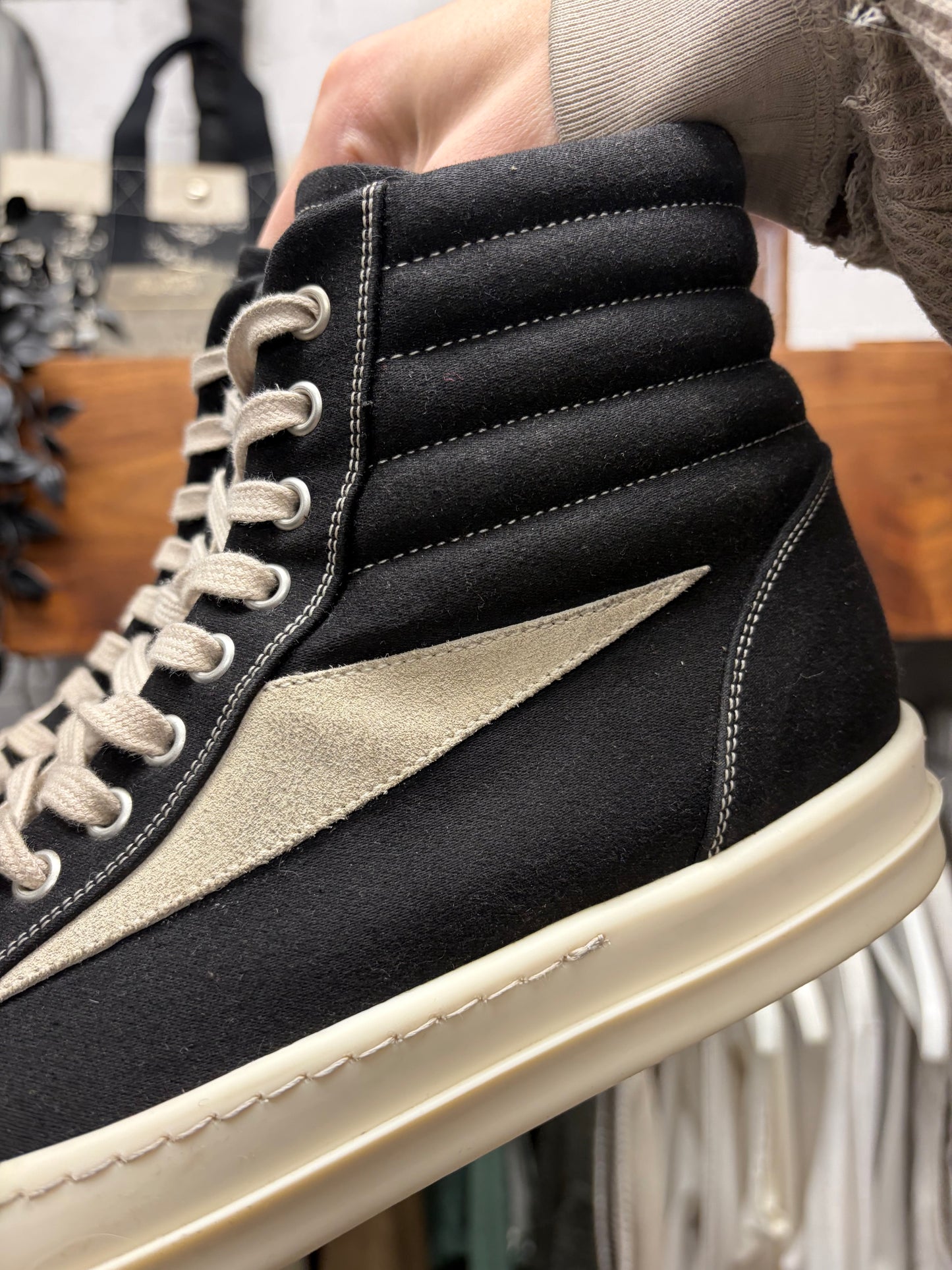 Rick Owens ‘Vans’ Black Canvas High Top Sneakers