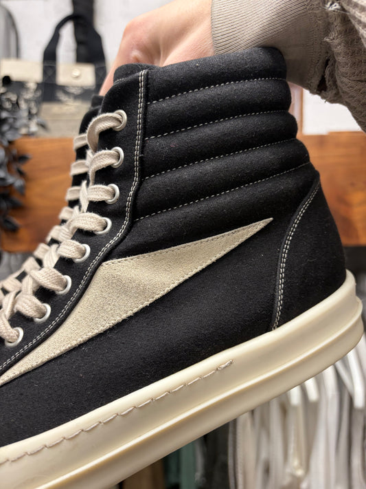 Rick Owens ‘Vans’ Black Canvas High Top Sneakers